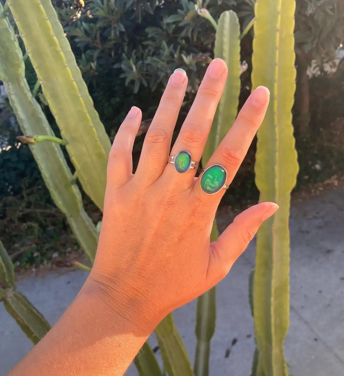 Bague d'humeur en argent avec taille réglable, bijou d'humeur avec couleurs à température ajustable