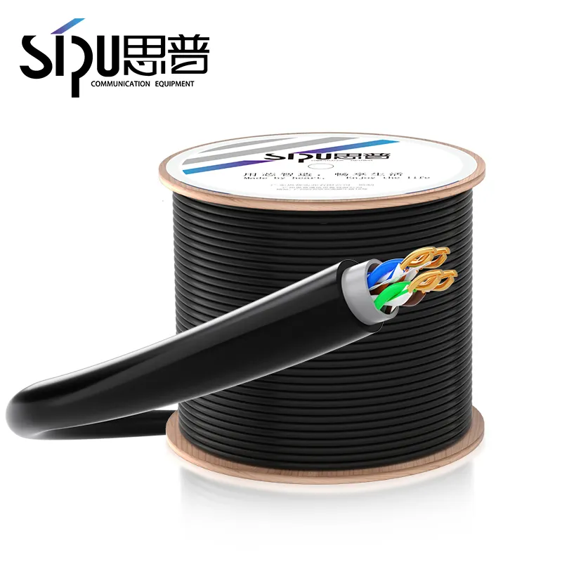 SIPU kabel jaringan Cat5 tembaga terisolasi kualitas tinggi 305m jaket PVC UTP FTP kabel komunikasi Ethernet Cat5e