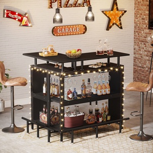 Mini ev taşınabilir siyah likör dolabı kahve Bar ünitesi <span class=keywords><strong>masa</strong></span> depolama ve Footrest ile ev mutfak Bar Pub için - Product Image 3