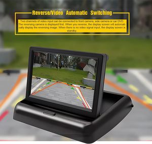 12-24V camión autobús copia de seguridad vista trasera Tft Lcd Color 4,3 pulgadas Monitor de coche dos canales de vídeo RCA pantalla plegable Dash cámara de respaldo