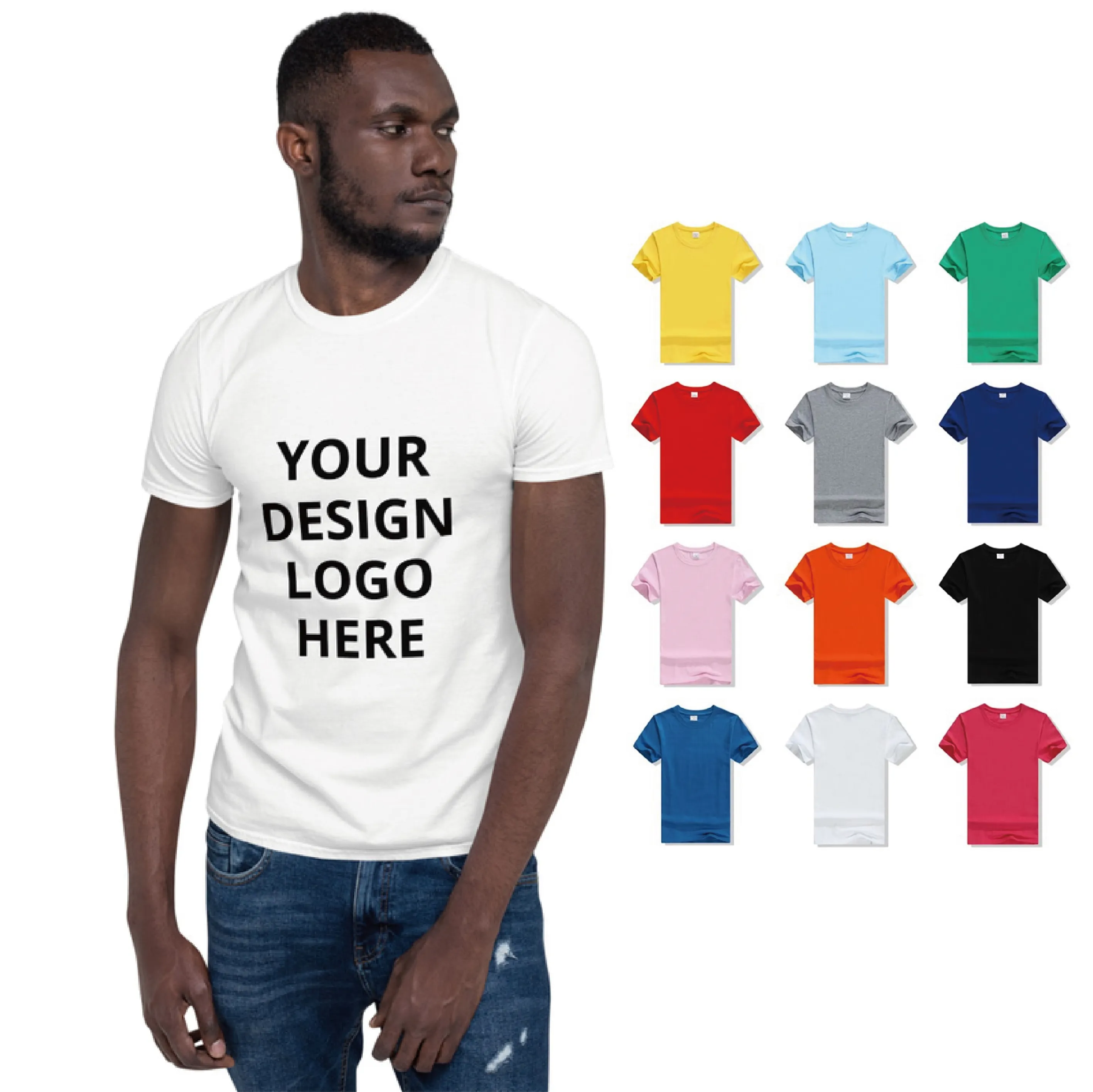 Camisetas personalizadas de diseño liso para hombre y mujer, camisetas blancas personalizadas con sublimación, Logo impreso de alta calidad, 100% algodón, Unisex