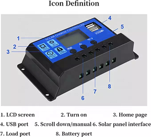 20A 12V/24V PWM regolatore di carica solare con schermo Lcd sistema di energia solare 12V Kit solare - Product Image 4