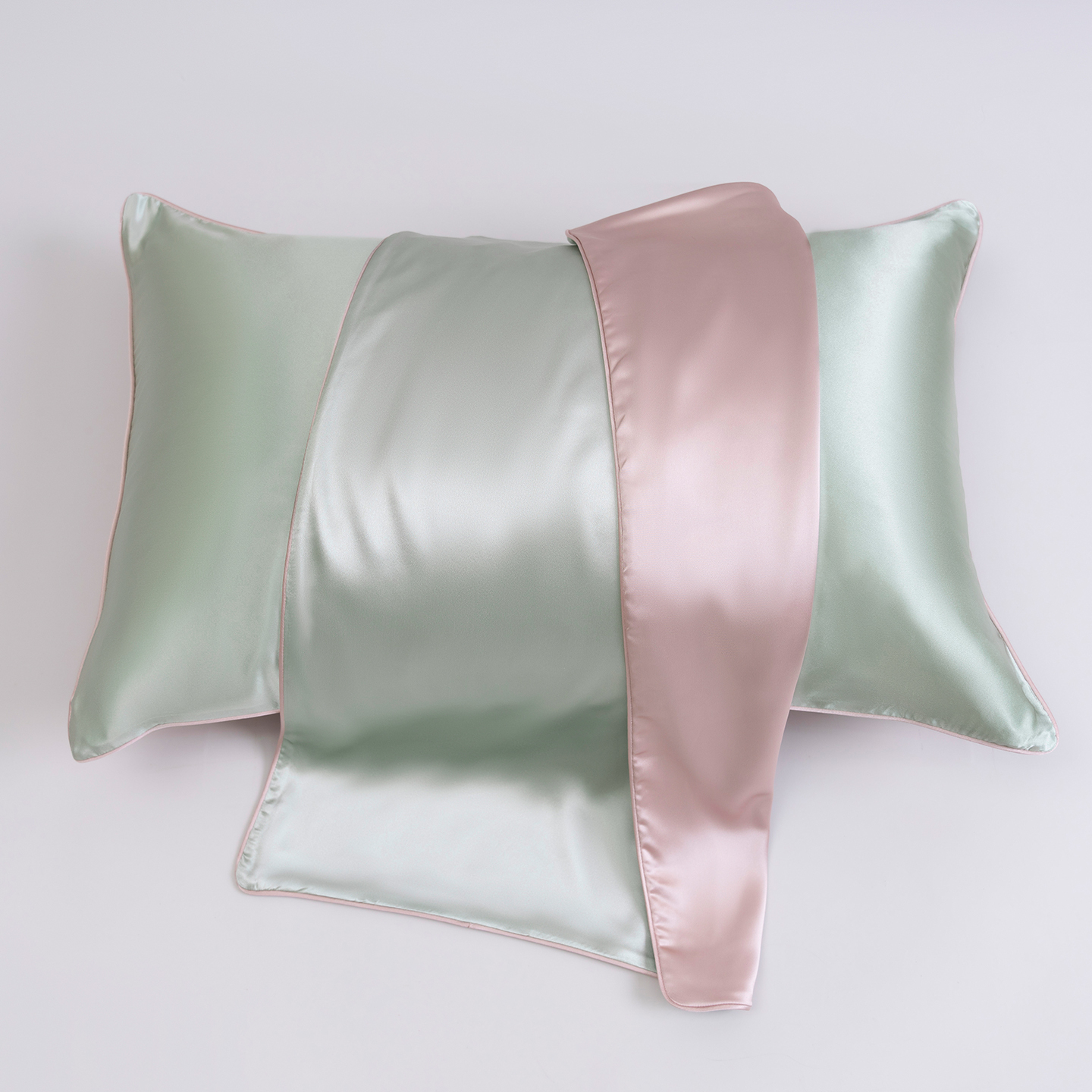 Verde chiaro e rosa tenue (federa singola)