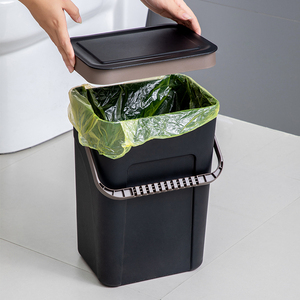 Cubo de basura de plástico montado en la pared para el hogar, cubo de basura con tapa y mango, contenedor convenientemente almacenado para basura - Product Image 4