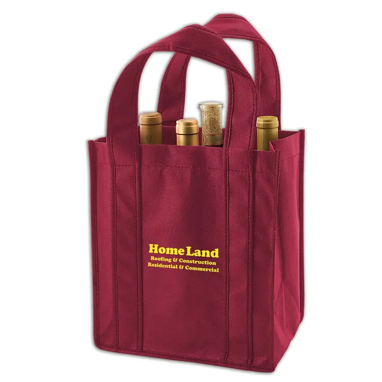 Özel Logo kullanımlık olmayan dokuma şarap çantaları 6 şişe