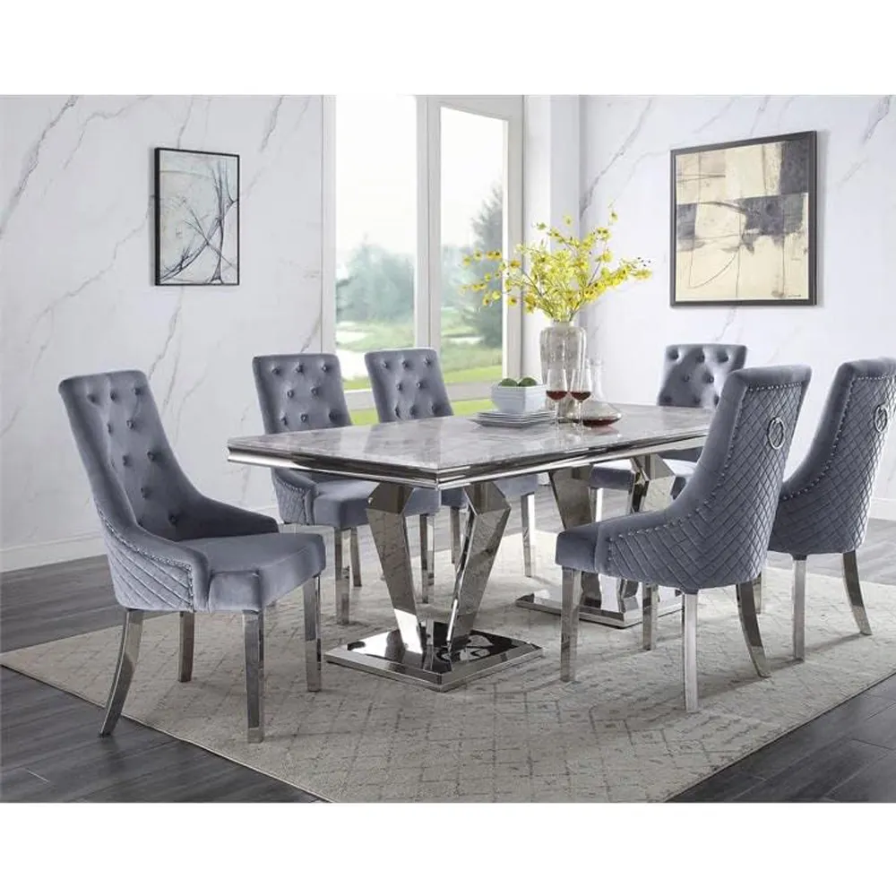Meubles de salle à manger pierre italienne 8 places plateau en marbre turc luxe table de salle à manger en marbre moderne