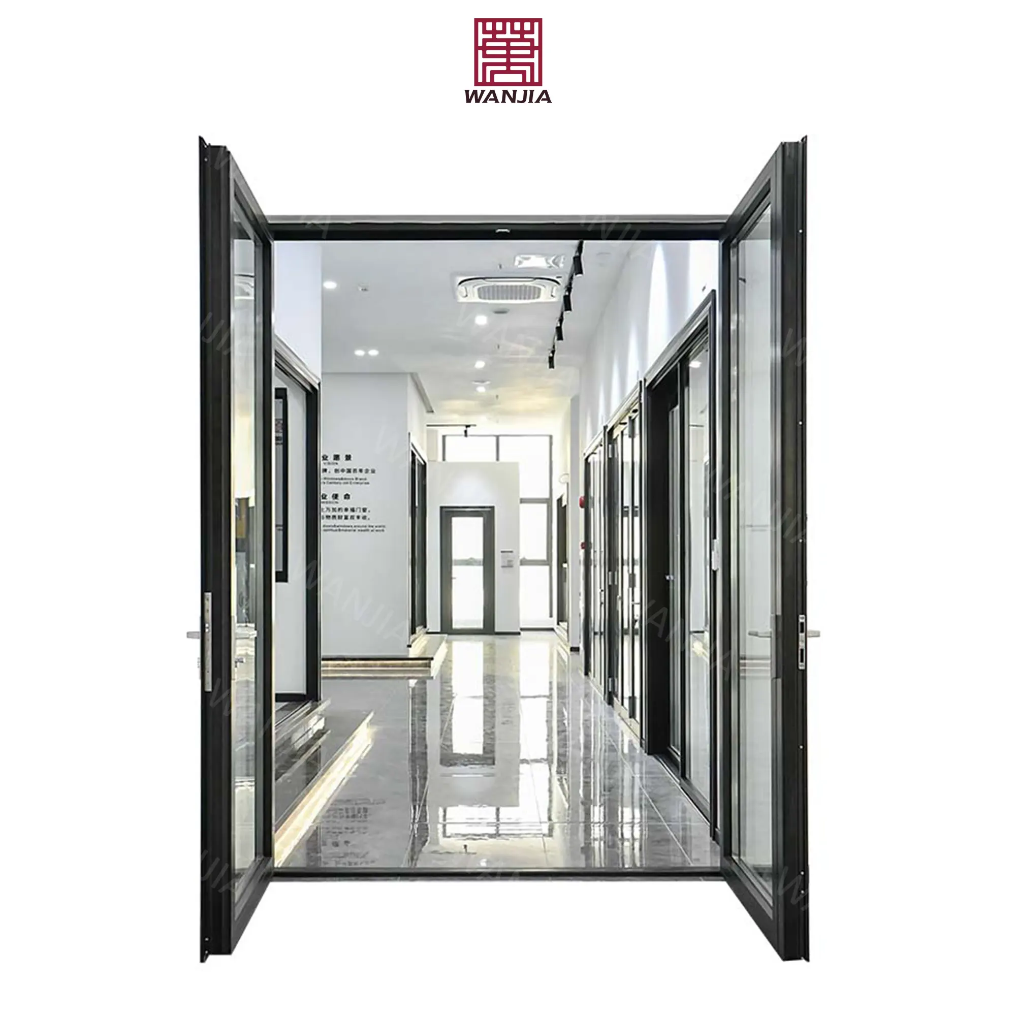 Porte d'entrée en aluminium étanche et personnalisée, porte d'entrée en verre, porte française