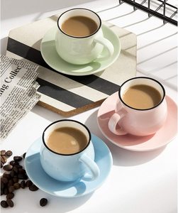 6สี108มิลลิลิตร3.65ออนซ์ชุด6ถ้วยกาแฟขนาดเล็กพอร์ซเลนถ้วยเอสเพรสโซที่มีจานรอง - Product Image 3