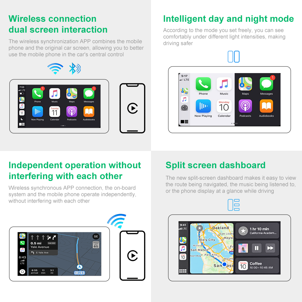 Podofo Original Car Wired CarPlay To Wireless CarPlay AI Box External Module White Original Car System Upgrade Voice Control