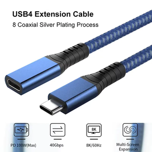 USB4 Thunderbolt 3 tip-c M/F PD100W 5A 40Gbps hızlı şarj kablosu PVC ceket uyumlu 0.2m 0.5m 0.8m uzatma kablosu - Product Image 2