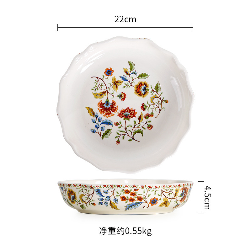 White Iberia-Assiette creuse à bords incurvés de 8,6 pouces (hf-374)