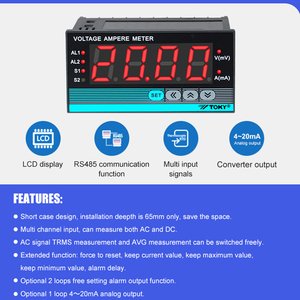 TOKY 48*96mm Pantalla digital AC DC Medidor de panel Pantalla digital de 4 dígitos Entrada múltiple 4-20mA Salida analógica Tamaño de 48*96mm - Product Image 3
