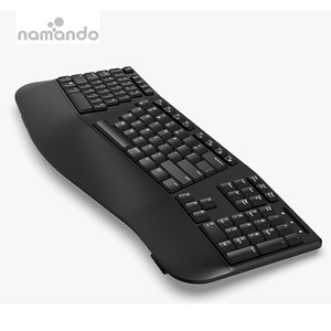 Ergonomic Wireless Split 105-<strong>Key</strong> <strong>Keyboard</strong> 2.4GHz Wireless 13 Multimedia Hotkeys <strong>Functions</strong> Auto Power Wrist Cushion Support - Product Image 5