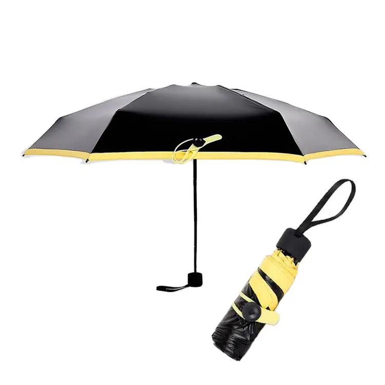 저렴한 UV 보호 포켓 휴대용 미니 하드 케이스 5 로고 인쇄와 접는 우산