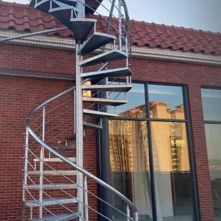 High quality stainless steel villa stairs exterior stairs external outdoor spiral stairs