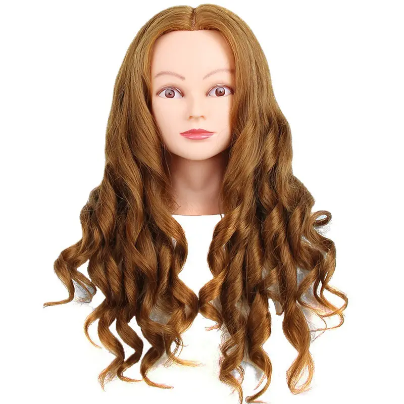 80% tête d'entraînement poupée de cheveux humains pour la pratique de la coiffure pour la tête de mannequin de coiffure en fer chaud Curl