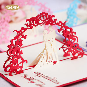 YACHEN kalite lüks düğün davetiyeleri kartları yıldönümü 3D Pop Up tebrik kartı sevgililer günü hediye kartları - Product Image 4
