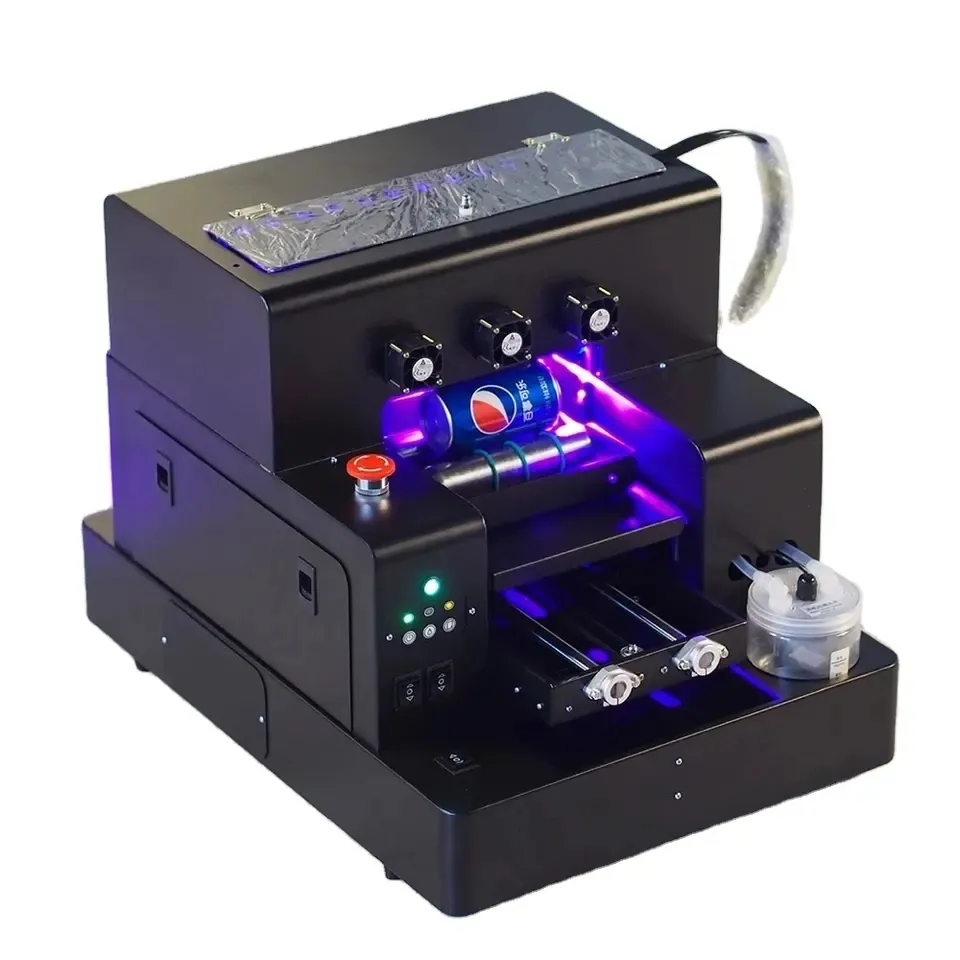 เครื่องพิมพ์ UV แบบแท่นแบน & ขวดเครื่องพิมพ์ยูวีขนาด A4สำหรับเคสโทรศัพท์เครื่องพิมพ์ยูวีอัตโนมัติ