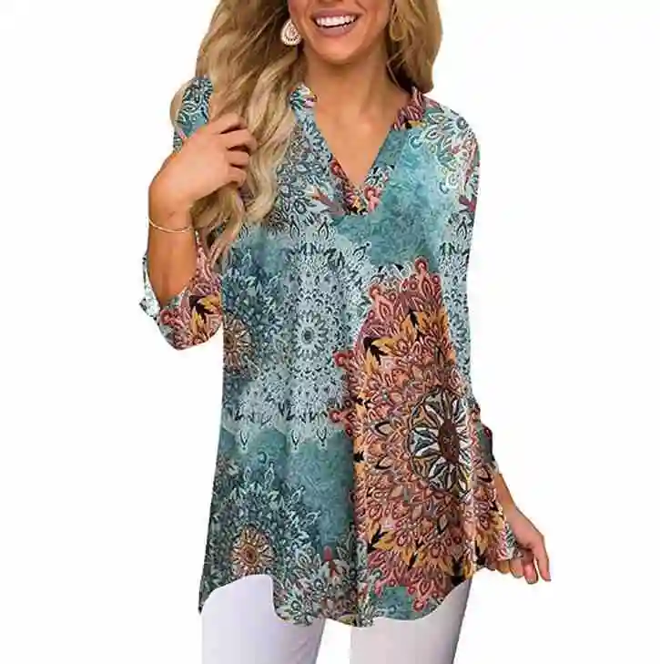 Blusa tipo túnica para mujer, blusa con cuello de muesca para jardín y carbón