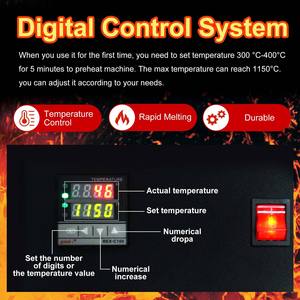 TOP 1/2/3kg 2000F Mini Digital Electric Gold Melting Furnace Tin Silver <strong>Copper</strong> Aluminium Melting Furnace With Graphite <strong>Crucible</strong> - Product Image 6