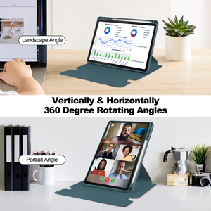 Funda y teclado de cuero PU giratorio transparente de 360 grados con ranura para bolígrafo para tabletas - Product Image 2