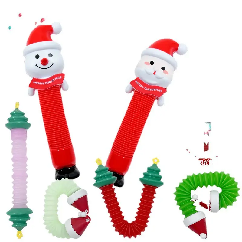 Wholseler Fidget Sensory Toys Fidget Tubes Led snowman Christmas Tree Stress Santa Claus Led Pipes Fidget Toy Sensory Tube