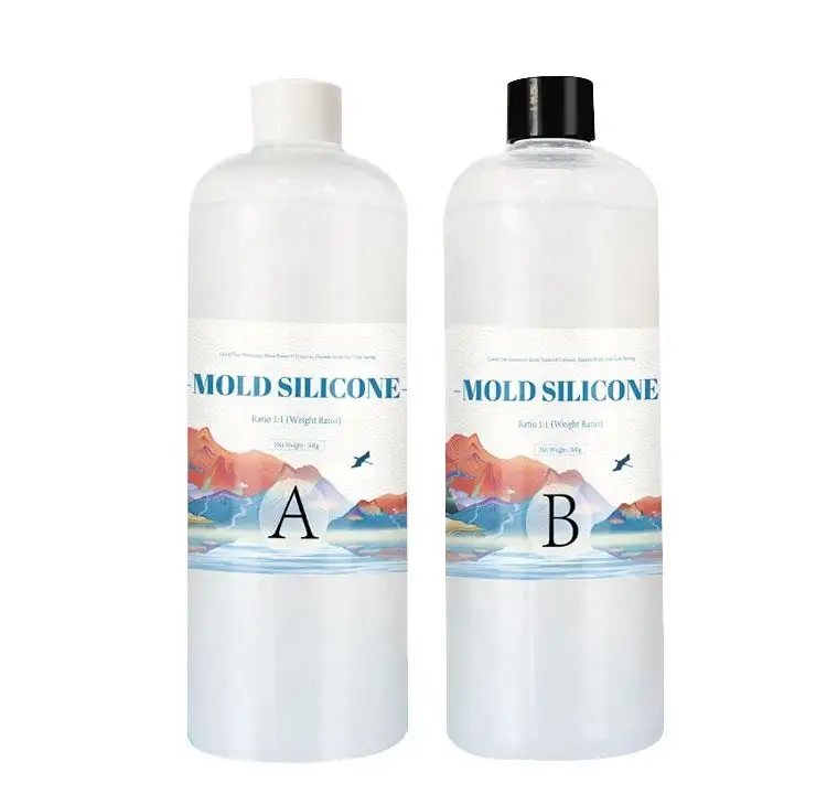 Osbang 신제품 DIY 용 반투명 실리콘 몰드 액체 금형 1:1 A500ml 와 B500ml 반투명 병 24 시간 Z92 실리콘