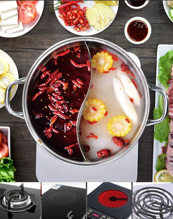 Olla caliente China comercial MODI con divisor shabu-shabu olla caliente para restaurante