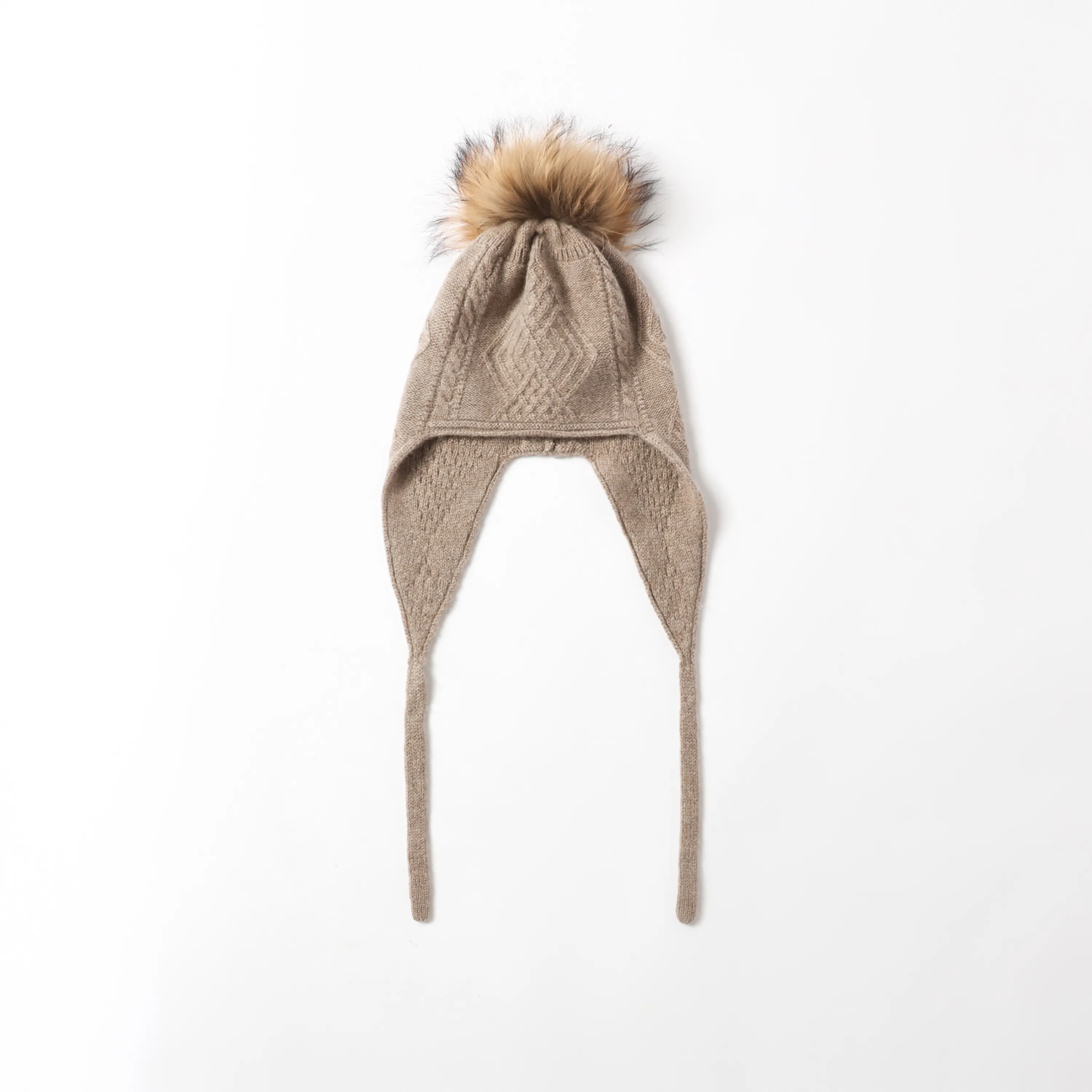 겨울 순수 캐시미어 모자 여성용 모피 볼 니트 모자 추위 보호 귀 보호 따뜻한 모자