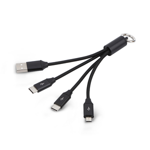 2025新产品创意定制徽标尼龙编织3合1钥匙扣Micro USB C型充电器电缆，用于手机数据充电 - Product Image 6