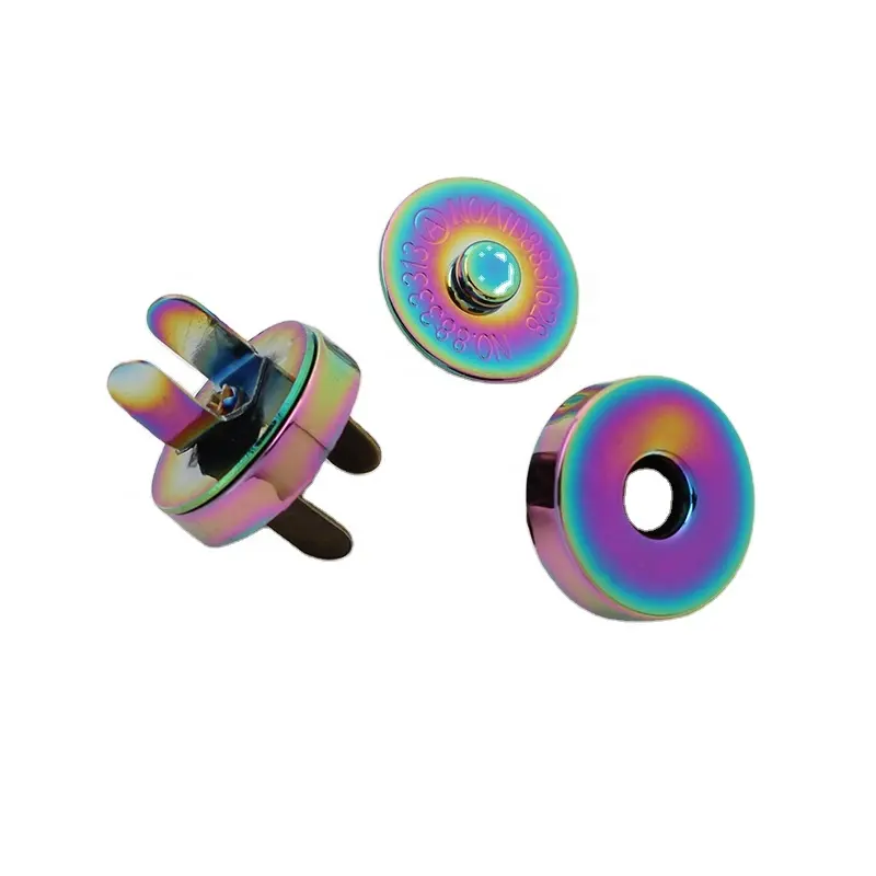 Nolvo World 14 18mm arcobaleno iridescente fibbia a chiusura forte bottoni magnetici con chiusura magnetica invisibile per borse in pelle