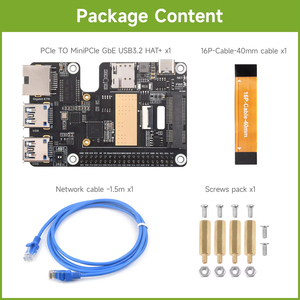 Waveshare PCIe a MiniPCIe/Gigabit Ethernet/USB 3,2 Gen1 HAT, compatible con interfaz MiniPCIe Módulo 4G, Raspberry Pi 5 HAT - Product Image 5