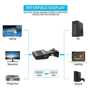 Precio de fábrica Entrada Vga chapada en oro + Audio L/R a salida HDMI Convertidor de adaptador VGA a Hdmi de VGA a HDMI