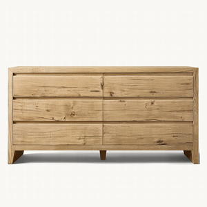 Wyeth tủ quần áo 6 ngăn kéo bằng gỗ nguyên khối cổ điển Tủ Đựng Đồ phòng ngủ bằng gỗ sồi đau khổ Bàn điều khiển phòng khách bàn trang điểm bàn trang điểm - Product Image 4