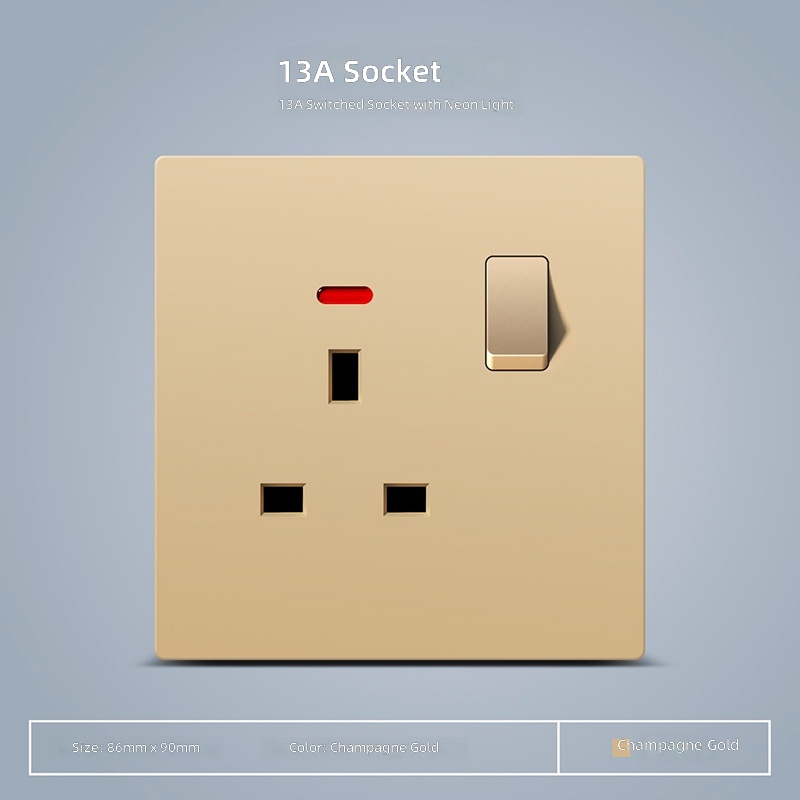 13A switched socket with neon