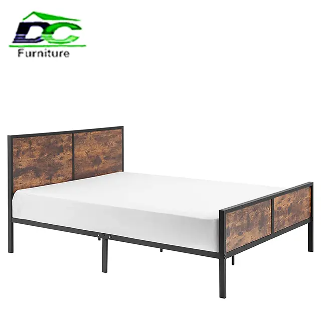 Estrutura de cama king size de metal, cama de ferro e moldura de madeira para bebês e crianças, escritório doméstico, hotel, apartamento, villa, oficina