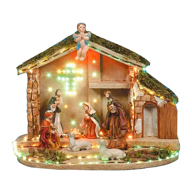 الراتنج الكاثوليكية التماثيل المسيح ولادة يسوع زخرفة الهدايا مشهد المهد تمثال راتينج منحوت زينة عيد الميلاد