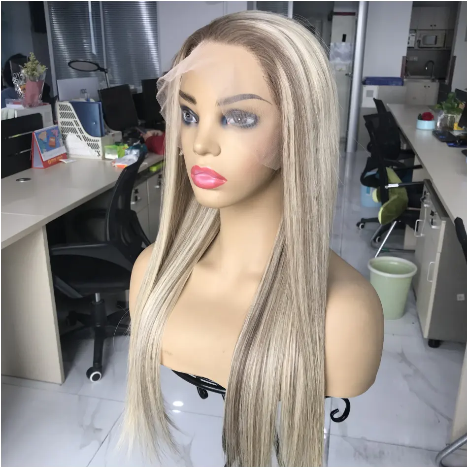 Premium European Human Hair Full Lace Top Wig Golden Blonde Color Straight HD Lace Front Wig For Women