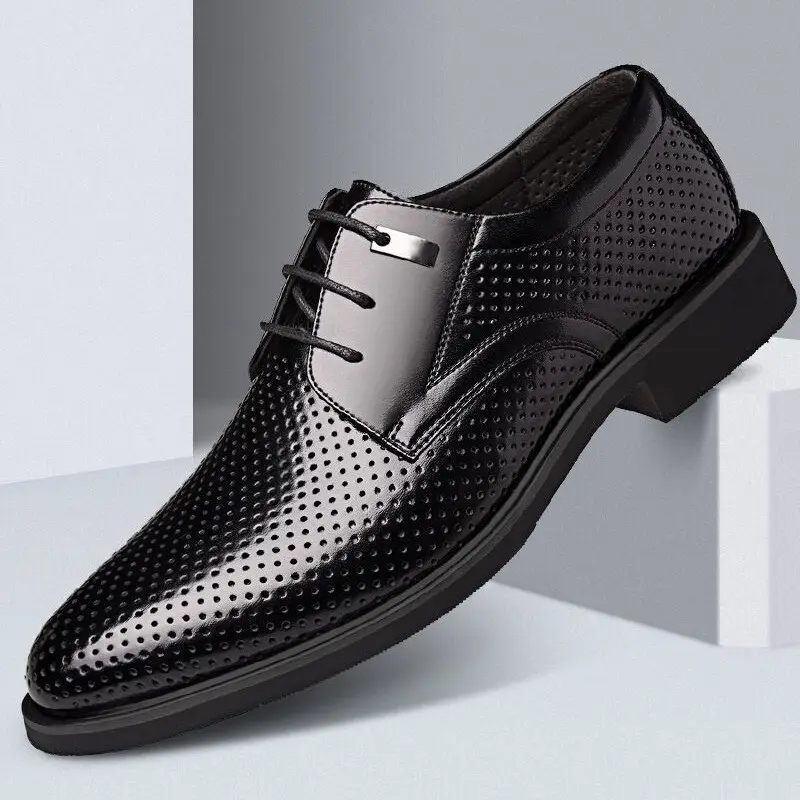 2022 yeni ürünler beyefendi parti ayakkabıları hiçbir kravat dantel hakiki deri hakiki ayakkabı yüksekliği artan şık elbise ayakkabı erkekler için