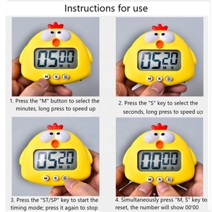 Timer da cucina orologio magnetico digitale LED conto alla rovescia Timer visivo per bambini simpatico cartone animato a forma di pulcino cottura timer - Product Image 4
