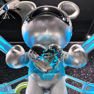 輝くメカニカルエンジェル-高級スペース用LEDウイング付きステンレス鋼未来彫刻 (ブルーホワイトイルミネーション)