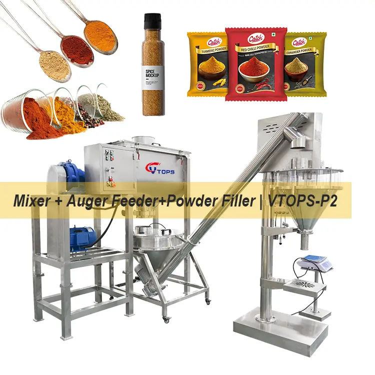 High Quality Wheat Flour Dosing Filling Sealing Machine Soda Powder Auger Filler Sealer Machine With Feeding Device And Mixer