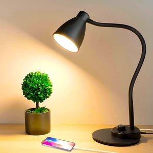 โคมไฟตั้งโต๊ะ LED มีช่องชาร์จ USB,โคมไฟโต๊ะคอห่านปรับแสงได้เต็มที่มี3โหมดสีสามารถหรี่ไฟได้