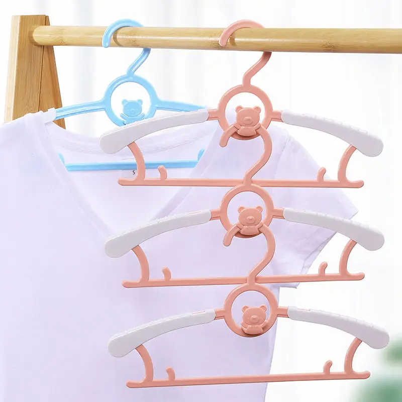 Kreatif produk baru gantungan teleskopik anak-anak gantungan grosir klasik rak kamar mandi pakaian produsen dukungan plastik