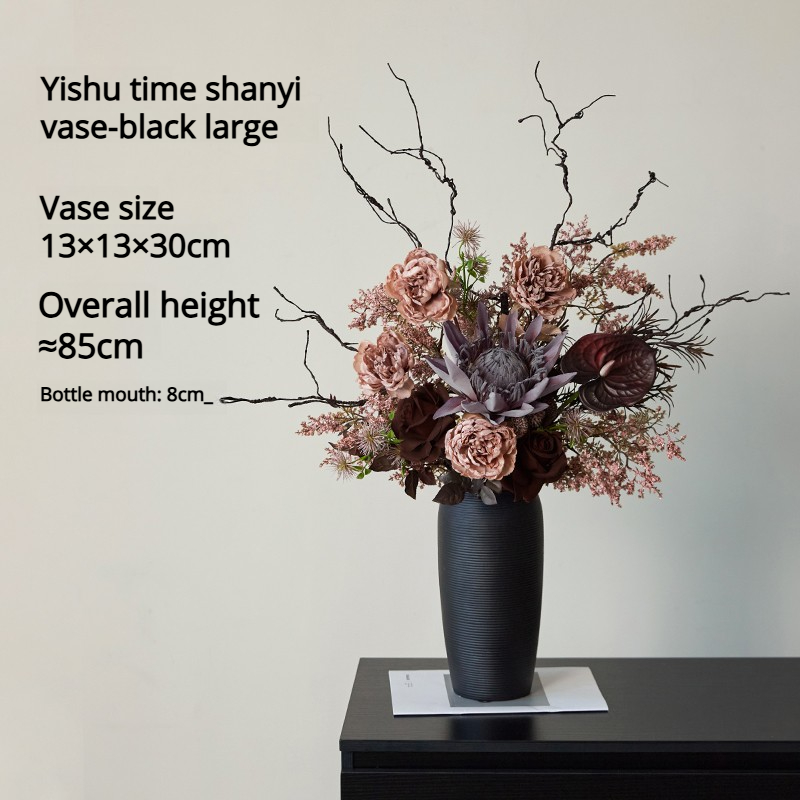 Time Tree + Mountain Leisure Vase - Black Large