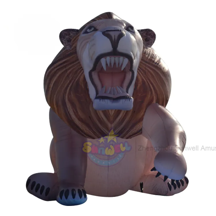 Гигантский мультяшный надувной воздушный шар в виде льва, модель дикого льва для вечеринки в зоопарке