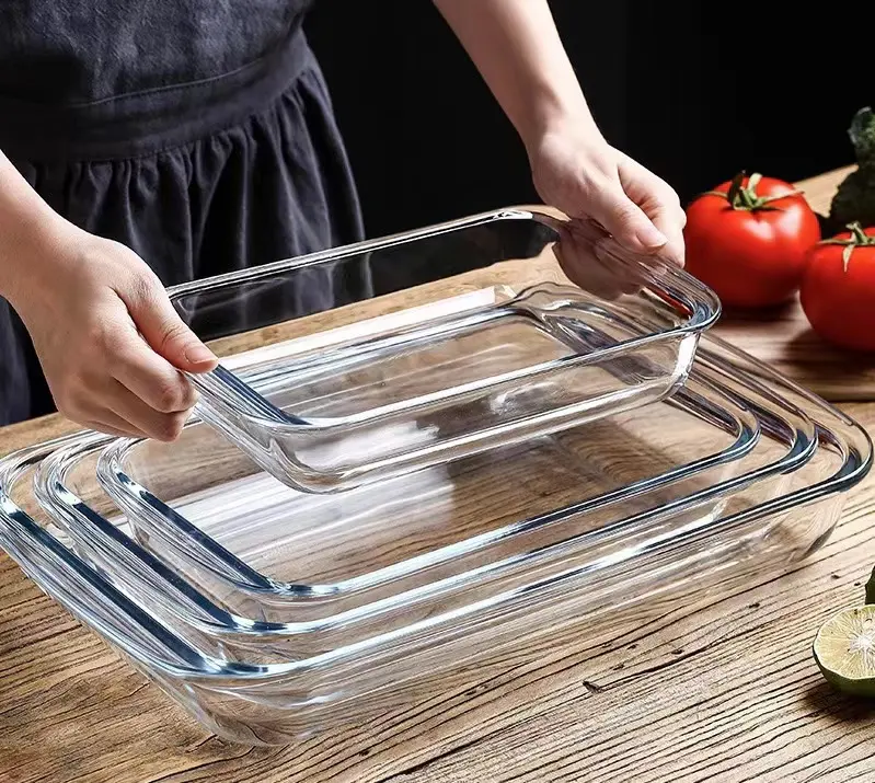 Juego de utensilios de cocina de vidrio de borosilicato de alta resistencia al calor sin plomo para horno microondas y horno