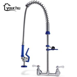 Thương mại Nhà bếp Vòi Mixer 37/31inch treo tường bồn rửa tap với xử lý duy nhất 3mm 304sus đồng thau dày trước khi rửa sạch đơn vị + 304sus - Product Image 5