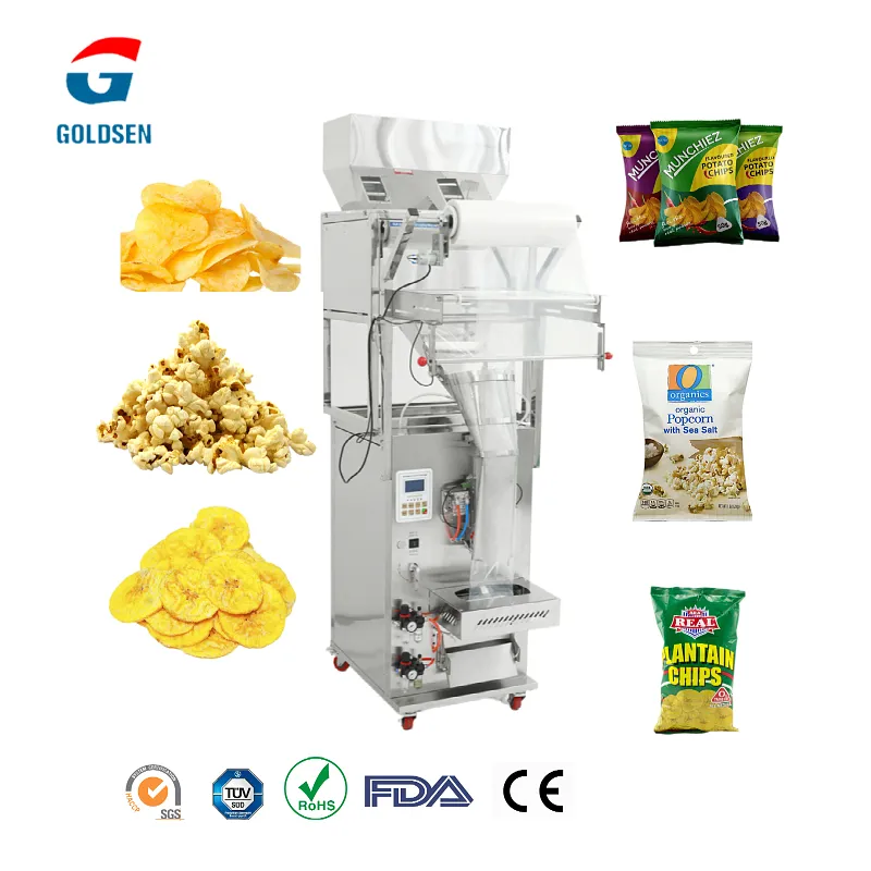 mini Snack food potato chips microwave popcorn packing machine with nitrogen for snacks plantain chips packaging machine