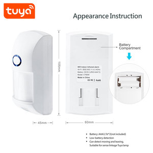 Sensor de movimiento PIR inalámbrico, detector de personas con alarma Tuya, funciona con batería inteligente, Wifi, PST-CT60W - Product Image 2